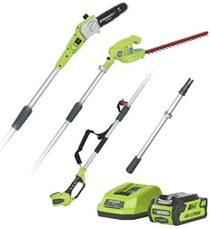 Greenworks Potatrice e Tagliasiepi Telescopico 2in1